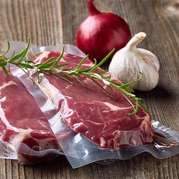 Pakastetun lihan elintarvikkeiden pakkauspussi